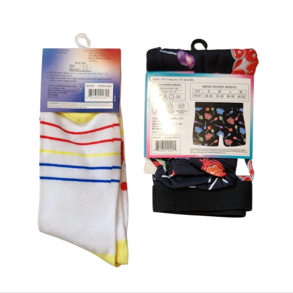Mens Crazy Funny Blow Pop‎ Candy Sucker Boxer Brief Underwear Novelty Crew Socks